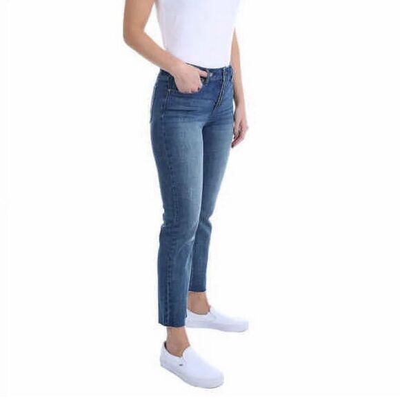 Kenneth Cole NY Ankle Exposed Button Fly Raw Hem Straight Leg Stretch Jeans SZ 6 - Picture 2 of 14